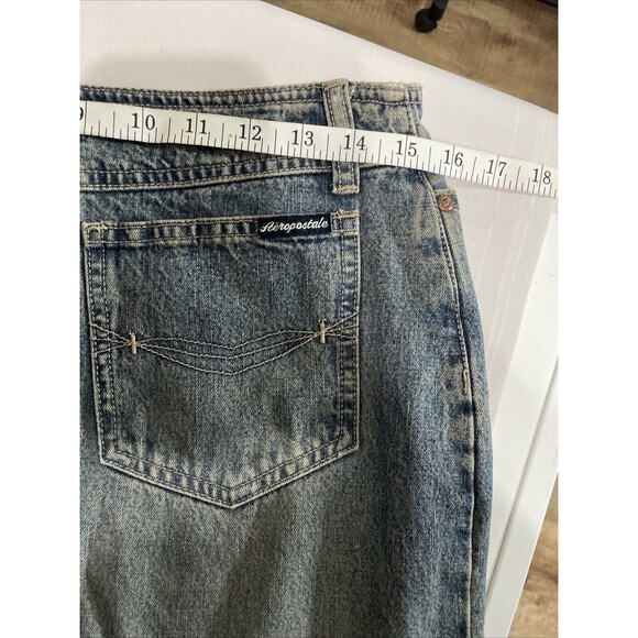 Vtg Denim Maxi Skirt Grunge Wash Long Straight Jean Skirt Women’s 3/4 Slits Y2K - Picture 5 of 7